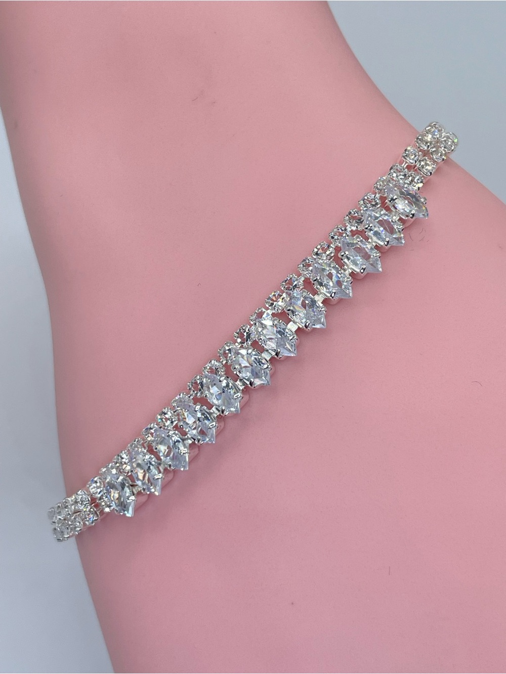 Swarovski Crystal Elements White Crystal Delicate Tennis Bracelet Bridal Formal